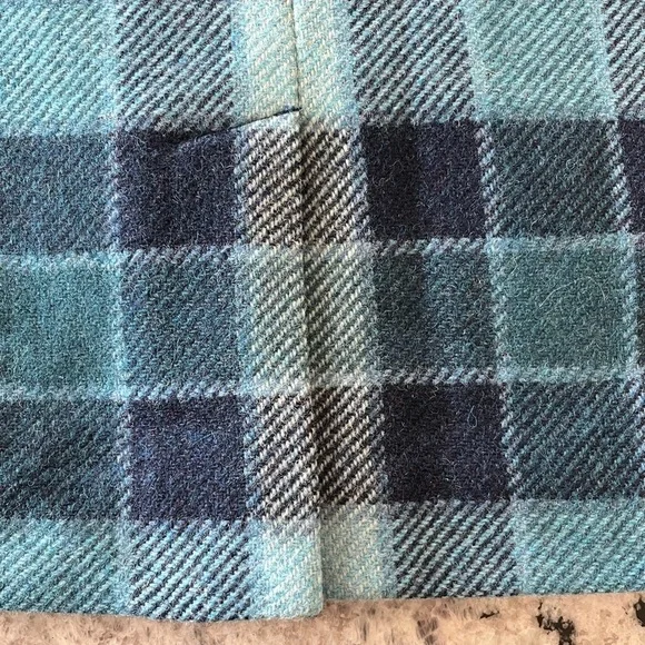 LL Bean Wool Plaid Midi Skirt Teal Navy Size 12 - Picture 5 of 10